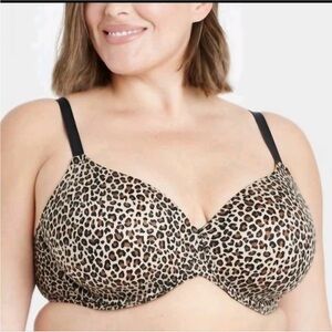 NWT! Auden Leopard Print Full Coverage Bra. 44C